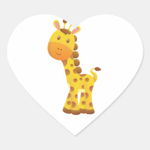 Sticker Cœur Giraffe de dessin animé souriante