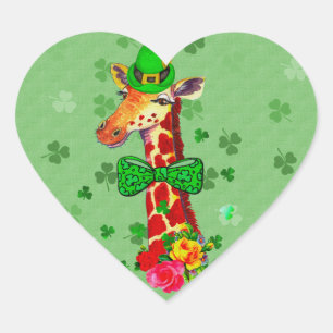 Sticker Cœur Giraffe de la Fête de la Saint Patrick