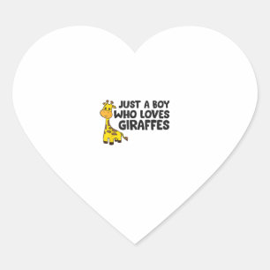 Sticker Cœur Giraffe drôle juste un garçon qui aime les Giraffe