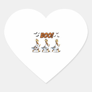 Sticker Cœur Giraffe Ghost Parade Halloween BOU ! � Drôle Épouv
