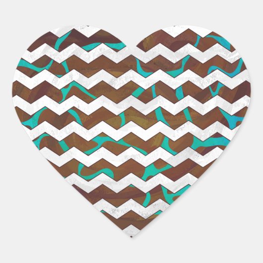 Sticker Cœur Giraffe Impression Brown et Turquoise (Devant)