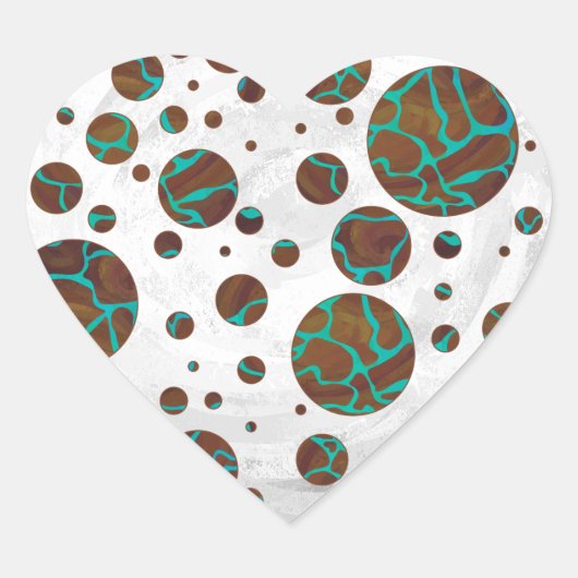 Sticker Cœur Giraffe Impression Brown et Turquoise (Devant)