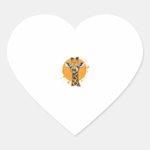 Sticker Cœur Giraffe Jaune Soleil Abstrait Portrait animal