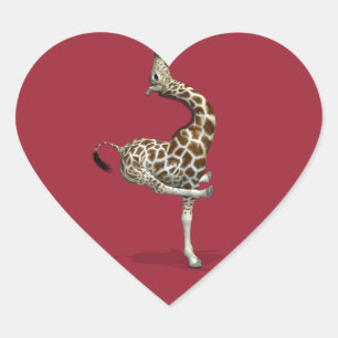Sticker Cœur Giraffe sportive bizarre