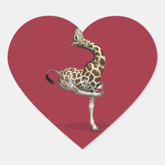 Sticker Cœur Giraffe sportive bizarre (Devant)