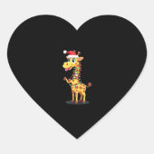 Sticker Cœur Giraffe Xmas Lighting Funny Santa Giraffe Christma (Devant)