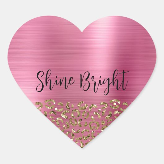 Sticker Cœur Glam Girly Gold Leopard (Devant)