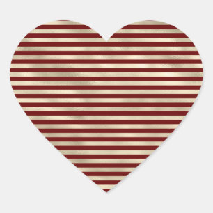 Sticker Cœur Glam Gold Red Holiday Stripes