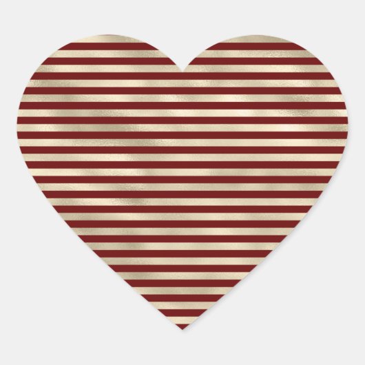 Sticker Cœur Glam Gold Red Holiday Stripes (Devant)