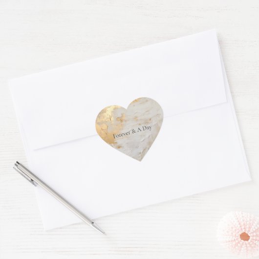 Sticker Cœur Glam Or Crème Blanc (Enveloppe)