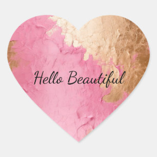 Sticker Cœur Glam rose et or