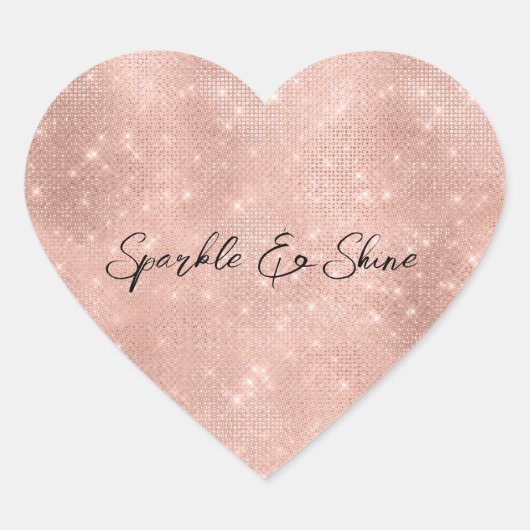 Sticker Cœur Glam Rose Gold Sparkle (Devant)