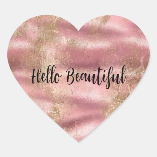 Sticker Cœur Glam rose or (Devant)