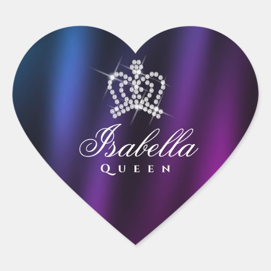 Sticker Cœur Glitor Couronne bleu pourpre (Devant)