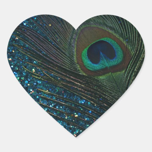 Sticker Cœur Glitter Aqua Peacock (Devant)