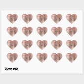 Sticker Cœur Glitter Rose Gold Foil Mis XV Años (Feuille)