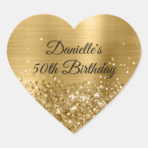 Sticker Cœur Glittery Gold Foil 50e anniversaire
