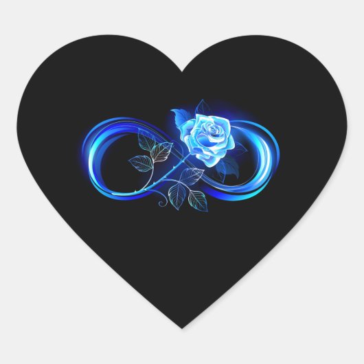 Sticker Cœur Glowing infinity with blue rose (Devant)