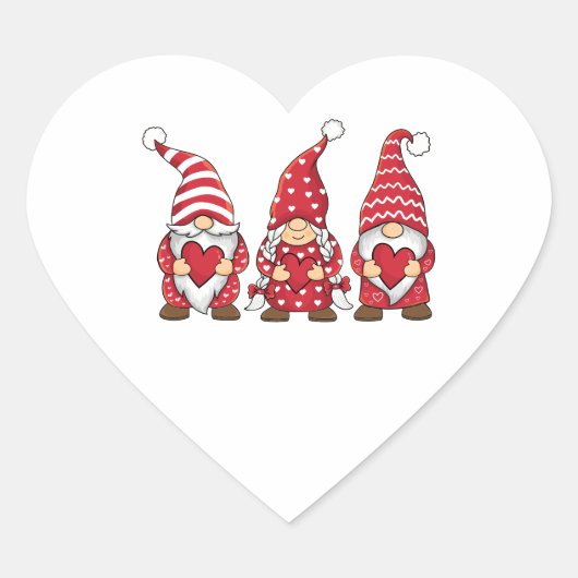 Sticker Cœur Gnomes rouges aux coeurs Saint Valentin personnali (Devant)