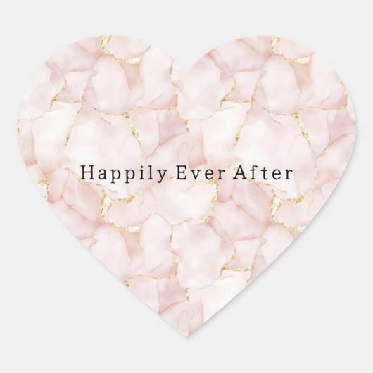 Sticker Cœur Gold Blush Pink Rose Petals Floral Wedding (Devant)