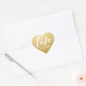 Sticker Cœur Gold Foil Effect Script Mariage Love in a (Enveloppe)