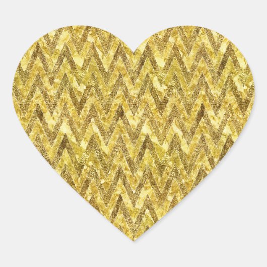 Sticker Cœur Gold Glam Chevron (Devant)