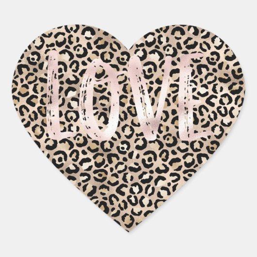 Sticker Cœur Gold Glam Empreinte de léopard Pink Love (Devant)