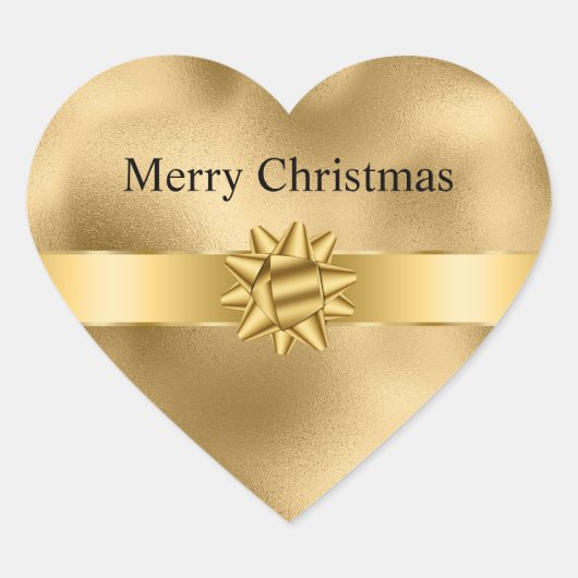 Sticker Cœur Gold Glam Ribbon et Bow Christmas (Devant)