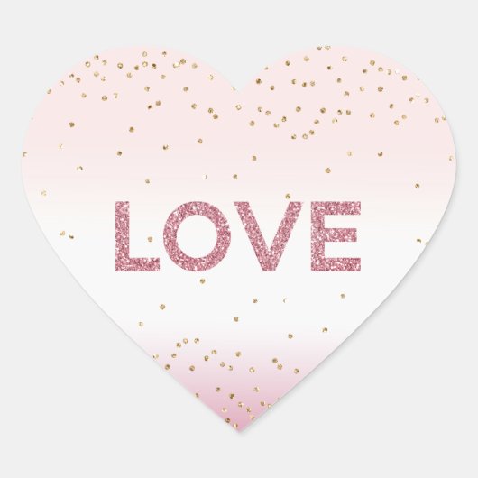 Sticker Cœur Gold Glitzy Sparkle Confetti Pink Glitter Love     (Devant)