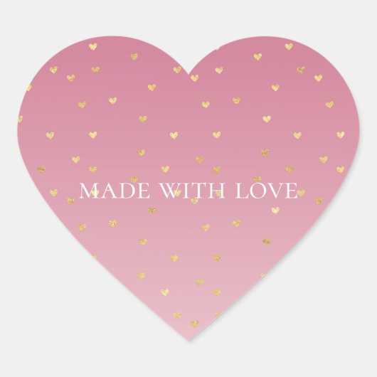 Sticker Cœur Gold Hearts Blush Pink Ombre (Devant)