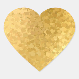 Sticker Cœur Gold Hearts Elegant Blank Modèle Ajouter votre tex
