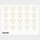 Sticker Coeur Gold Ivory Mariage damassé Favoriser (Feuille)