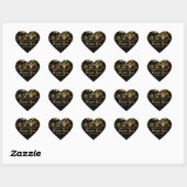 Sticker Cœur Gold noir mariage hiver "merci" (Feuille)