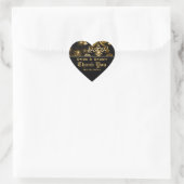 Sticker Cœur Gold noir mariage hiver "merci" (Sac)