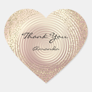 Sticker Cœur Gold Rose Parties scintillant Beauté Nom de la ver