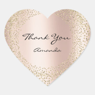 Sticker Cœur Gold Rose Parties scintillant Beauté Nom du coeur 