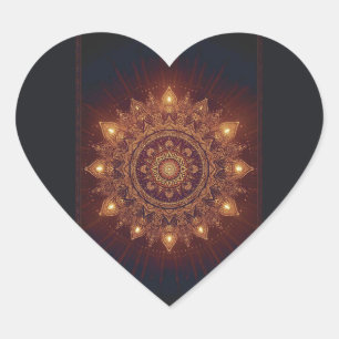 Sticker Cœur Golden Diwali Mandala - Lumière dans et autour