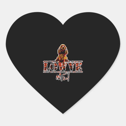 Sticker Cœur Golden English Cocker Spaniel mignon chien Valenti (Devant)