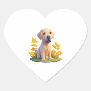 Sticker Cœur Golden Retriever Doggo T Shirt mignon Chibi numéri