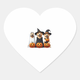 Sticker Cœur Golden Retriever Ghost Halloween Amoureux de les c