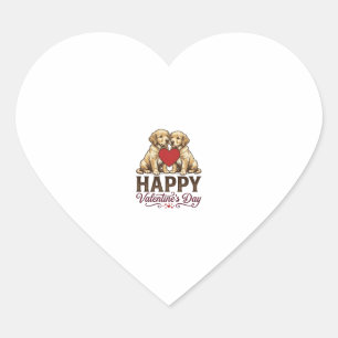 Sticker Cœur Golden Retriever Joyeuse Saint-Valentin