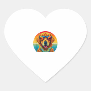 Sticker Cœur Golden Retriever pour enfants garçons filles lunet