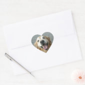 Sticker Cœur Golden Retriever souriant (Enveloppe)