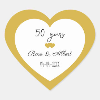 Sticker Cœur Golden Wedding, 50 Years of Marriage, Custom 