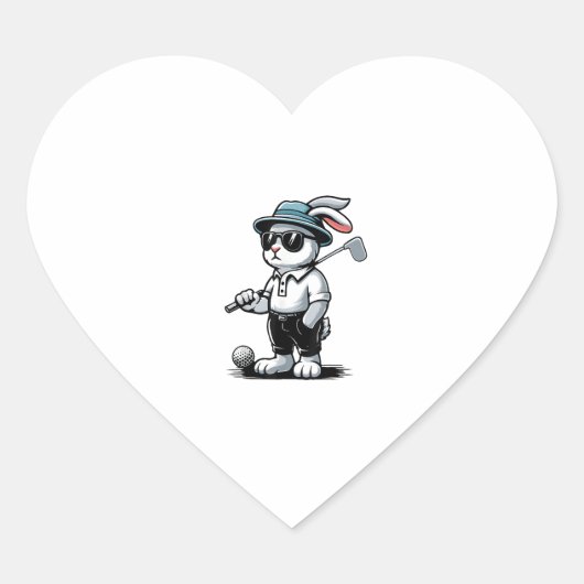 Sticker Cœur Golf Bunny Punk Golfing Rabbit (Devant)