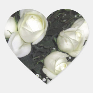 STICKER CŒUR GORGEANT BOUQUET DE ROSES BLANCHES