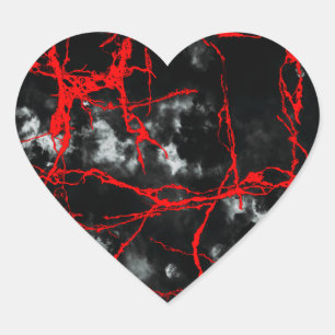 Sticker Cœur Goth nocturne d'horreur - Noir et Blanc, Rouge