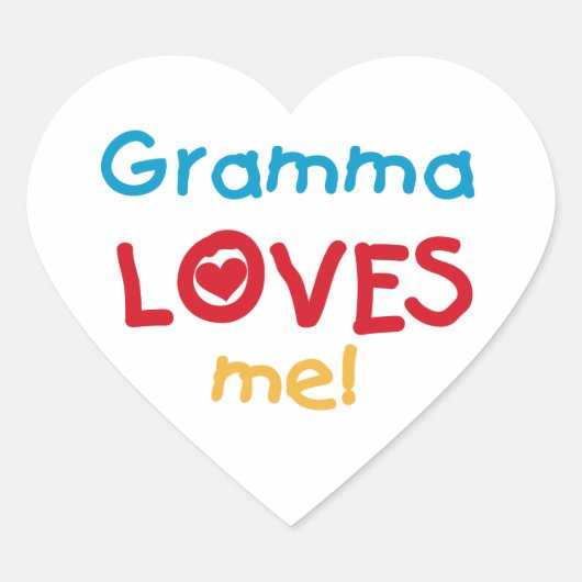Sticker Cœur Gramma aime mes t-shirts et cadeaux (Devant)