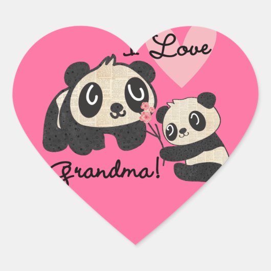 Sticker Cœur Grand-maman d'amour des ours panda I (Devant)