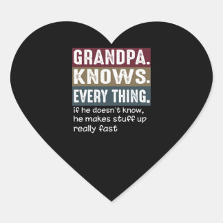 Sticker Cœur Grand-Père Sait Tout Ce Qui Est Vintage Citations 